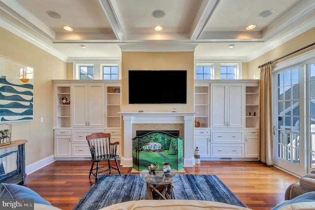 24537 Wave Maker Dr, Millsboro, DE 19966 - living area featuring plenty of natural light, beam ceiling, and wood finished floors
