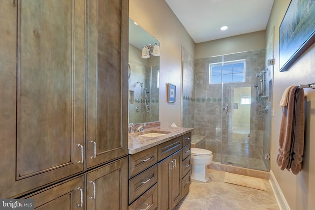 24537 Wave Maker Dr, Millsboro, DE 19966 - full bath with vanity, a shower stall, toilet, and baseboards