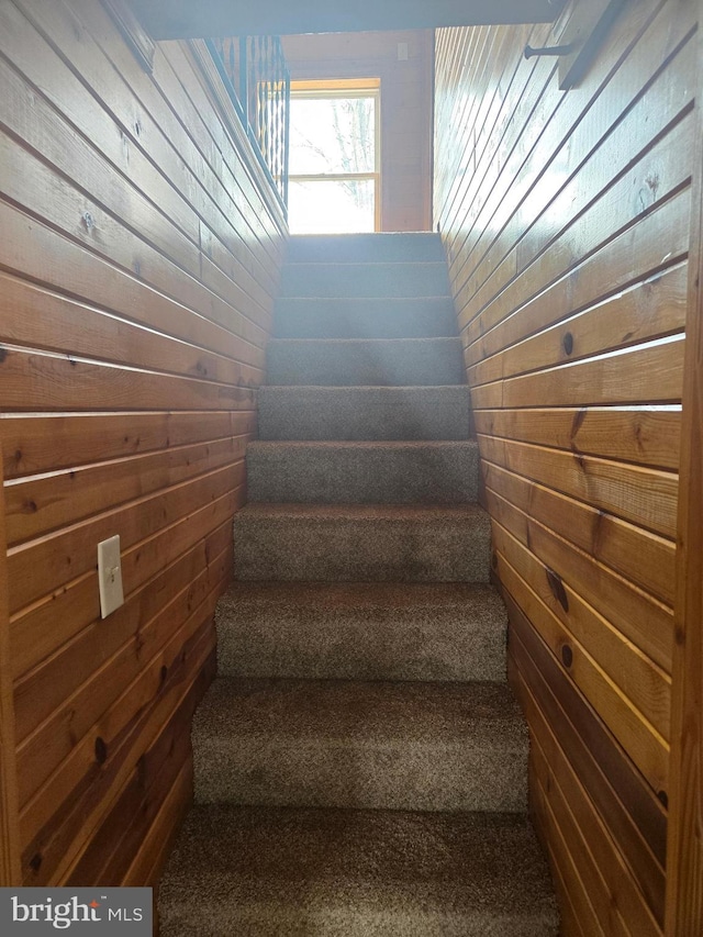 stairs with wooden walls