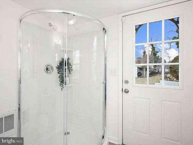 bathroom featuring a shower stall