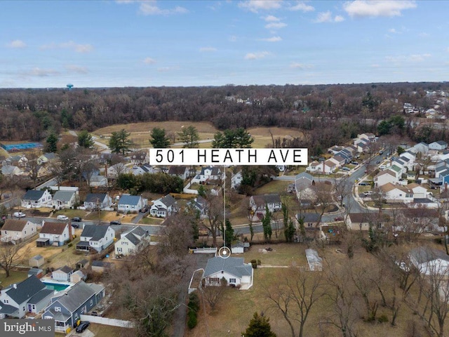 bird's eye view with a residential view