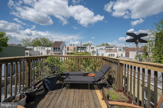 deck with a residential view