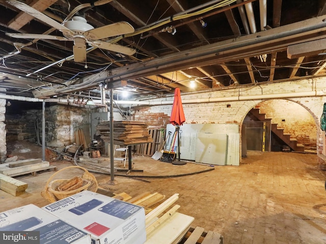 unfinished basement with stairs