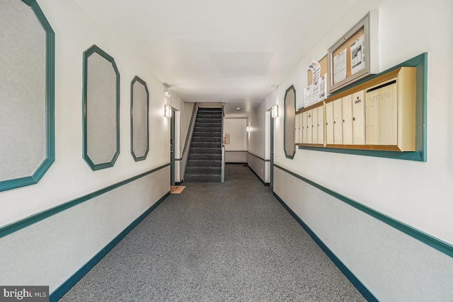 8358 Dunham Ct Unit 626, Springfield, VA 22152 - hall with baseboards, stairs, and mail area