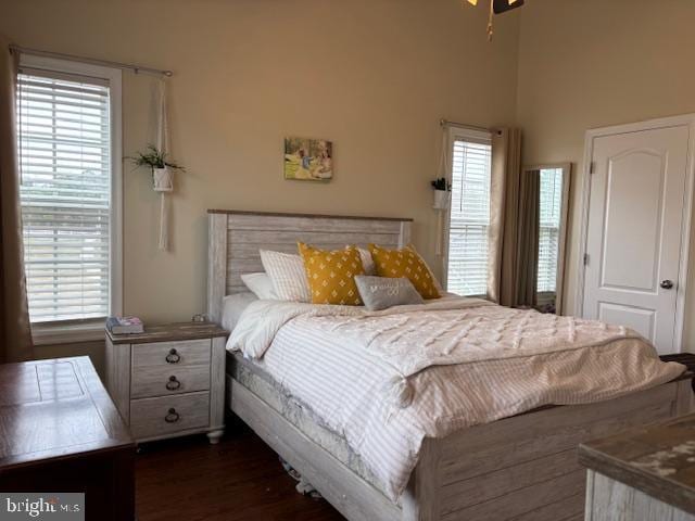 bedroom featuring dark wood-type flooring