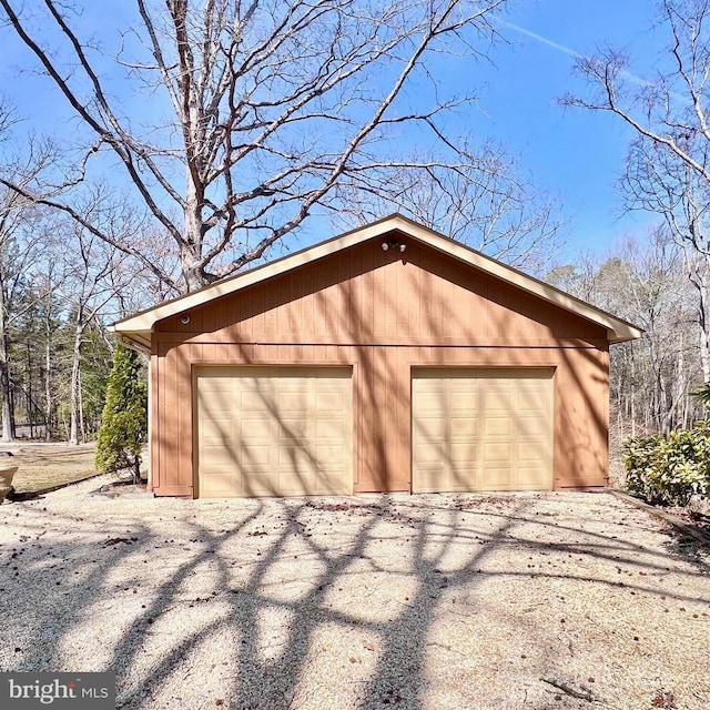 view of detached garage