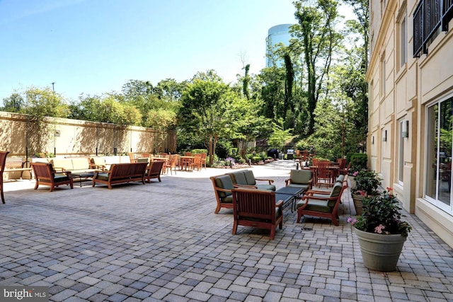 view of patio / terrace with outdoor dining area and outdoor lounge area