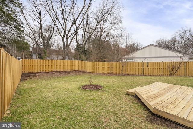 view of yard featuring a fenced backyard