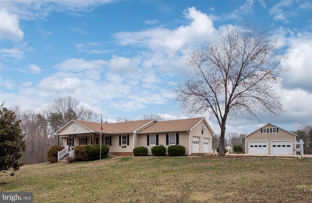 view of front of property featuring a porch and a front lawn