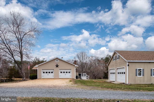 view of detached garage