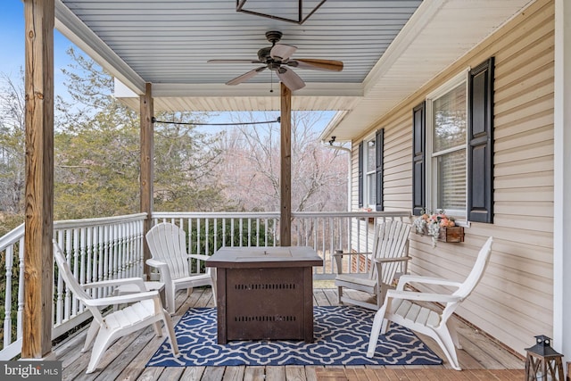 deck featuring a ceiling fan