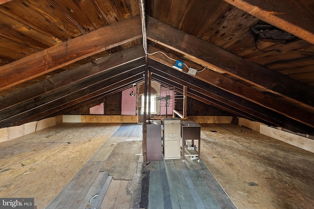 view of unfinished attic