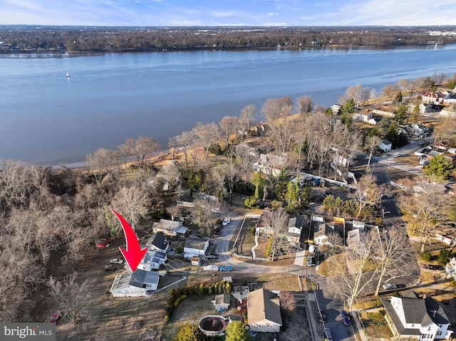 bird's eye view featuring a water view