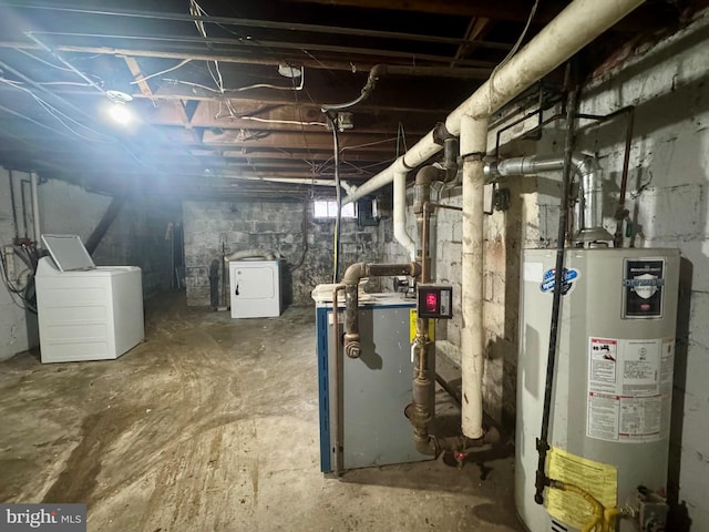 unfinished basement featuring water heater