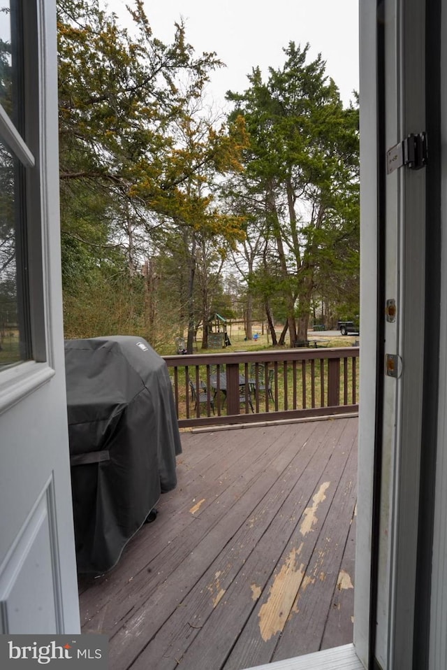 deck featuring area for grilling