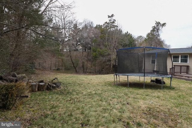 view of yard featuring a trampoline