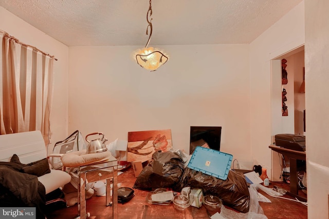 dining room with a textured ceiling