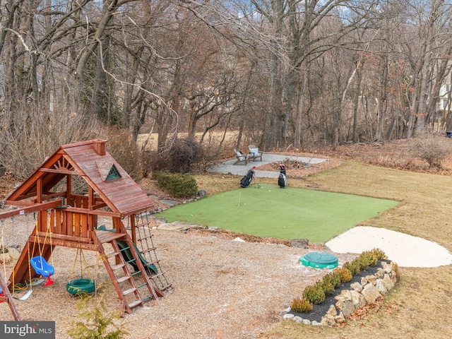 view of yard with a playground