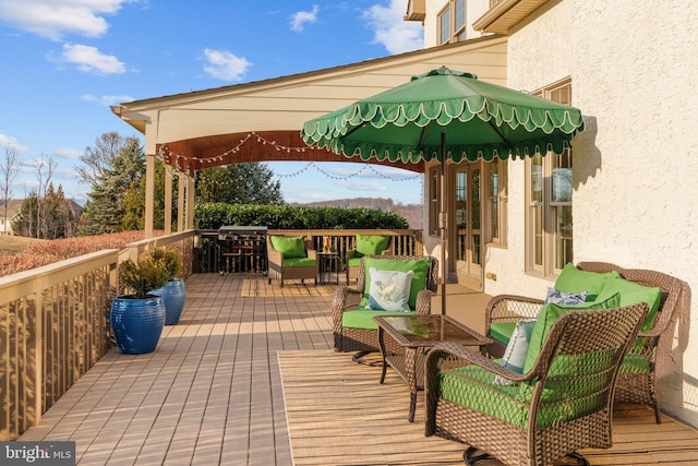 deck with an outdoor living space