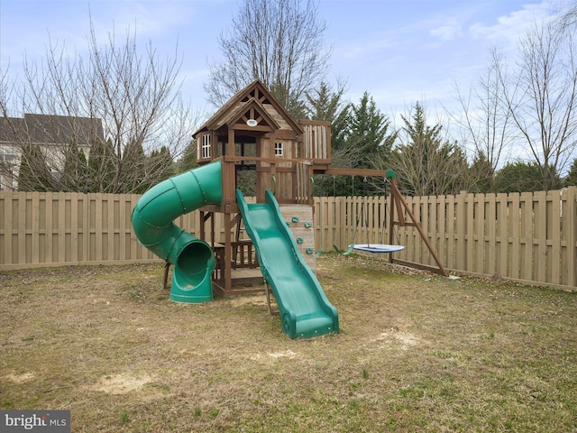 view of play area featuring fence