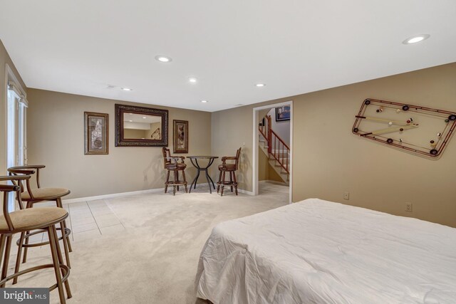 12521 N Lake Ct, Fairfax, VA 22033 - bedroom featuring light carpet, baseboards, and recessed lighting