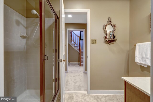 12521 N Lake Ct, Fairfax, VA 22033 - full bath with vanity, baseboards, and a stall shower