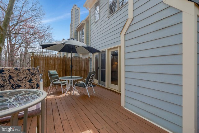 12521 N Lake Ct, Fairfax, VA 22033 - wooden terrace featuring outdoor dining space and fence