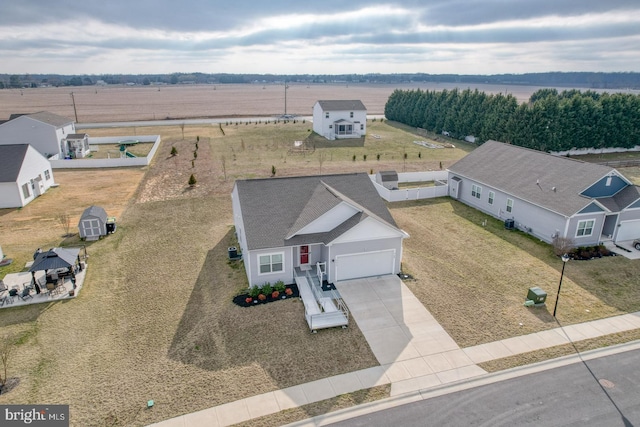 drone / aerial view with a rural view