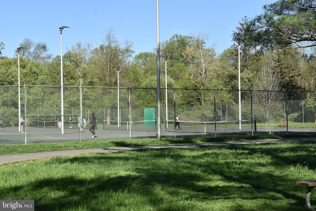 3517 Woodbine St, Chevy Chase, MD 20815 - view of home's community with fence, a tennis court, and a yard
