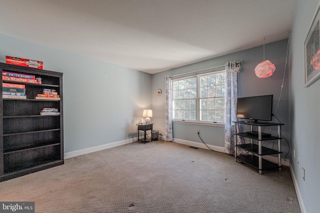 misc room featuring baseboards and carpet floors