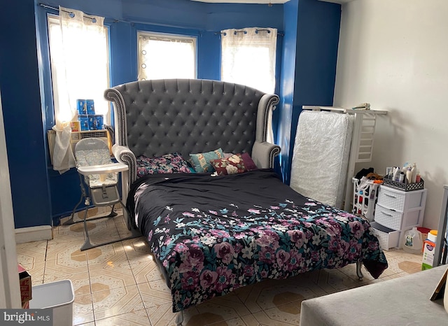 bedroom with tile patterned flooring