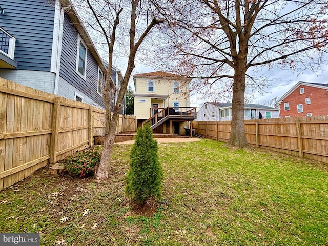 view of yard featuring a residential view and a fenced backyard