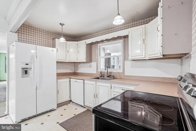 12703 Kembridge Dr, Bowie, MD 20715 - kitchen featuring white appliances, a sink, and white cabinets