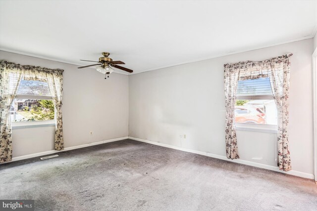 12703 Kembridge Dr, Bowie, MD 20715 - carpeted spare room featuring ceiling fan, crown molding, and baseboards