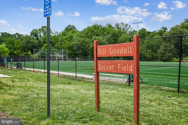 surrounding community featuring fence and a lawn