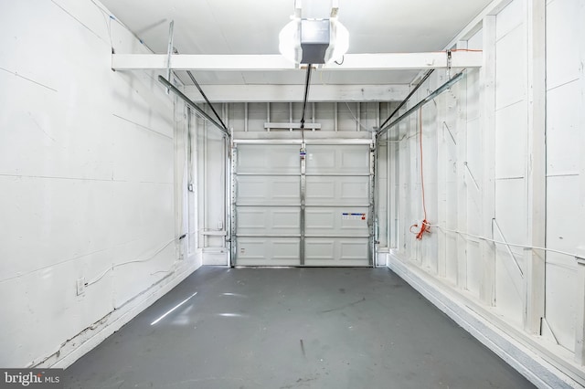 garage with a garage door opener