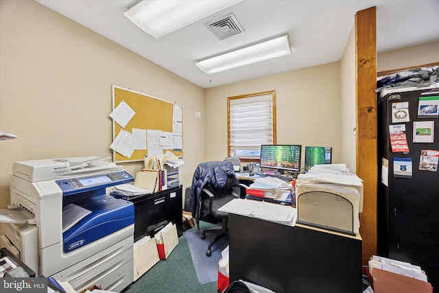 carpeted office featuring visible vents