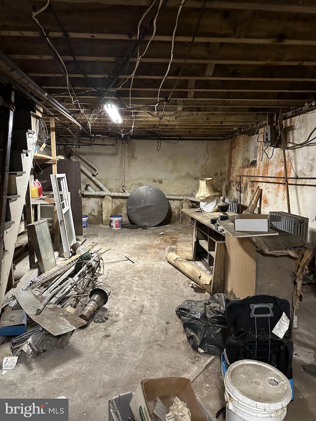 view of unfinished basement