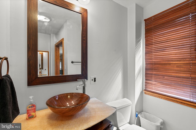 bathroom with toilet and vanity