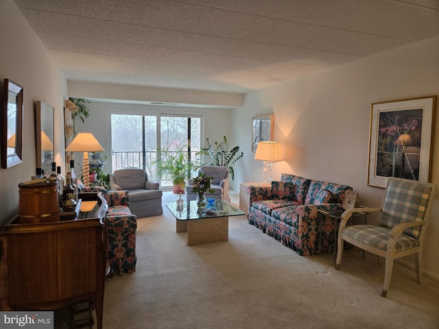 view of carpeted living area