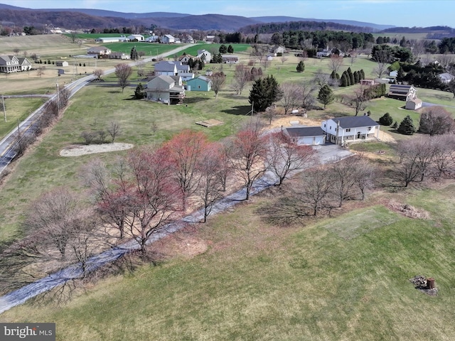 aerial view with a rural view and a mountain view