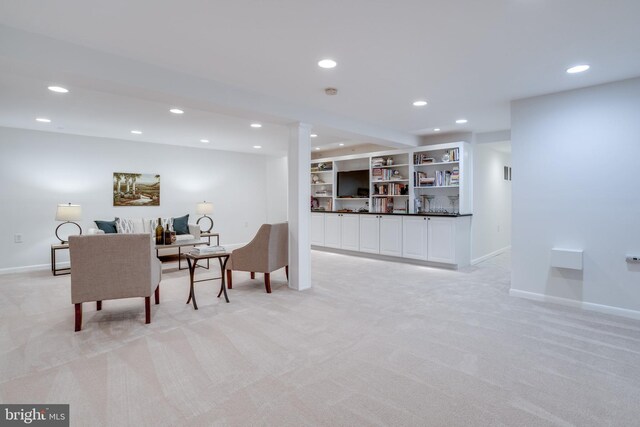 8605 Virginia Ave, Annandale, VA 22003 - living room featuring light colored carpet, recessed lighting, and baseboards