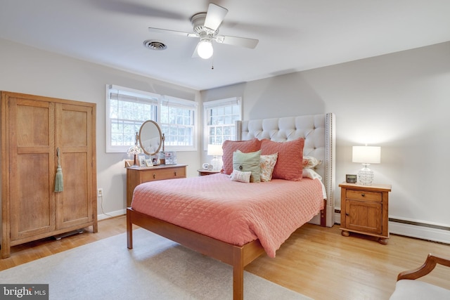 8605 Virginia Ave, Annandale, VA 22003 - bedroom featuring light wood-style flooring, a ceiling fan, and baseboards