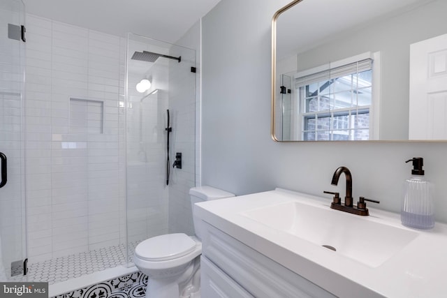 8605 Virginia Ave, Annandale, VA 22003 - bathroom featuring toilet, a shower stall, and vanity