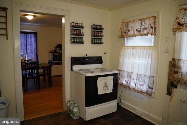 185 Middleway, Inwood, WV 25428 - kitchen with range with electric cooktop and crown molding