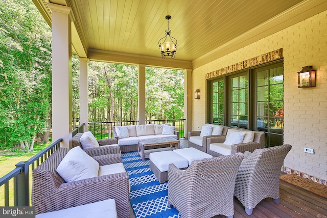 deck with an outdoor living space