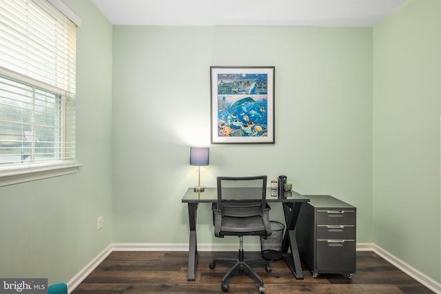 10437 Windlass Run Rd, Baltimore, MD 21220 - office area featuring baseboards and dark wood finished floors