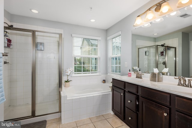 10437 Windlass Run Rd, Baltimore, MD 21220 - full bath featuring a stall shower, a sink, visible vents, and tile patterned floors