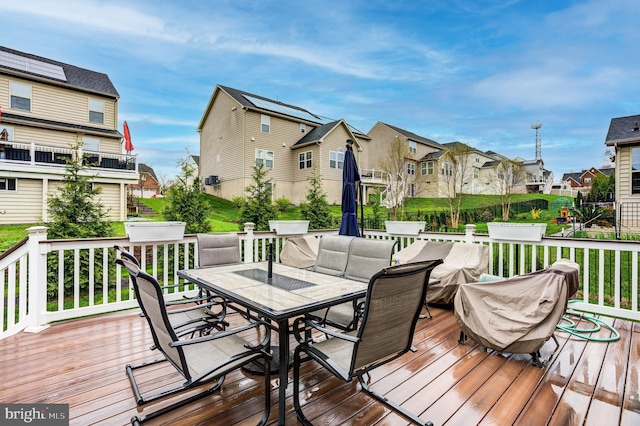 10437 Windlass Run Rd, Baltimore, MD 21220 - wooden deck with a residential view and outdoor dining area