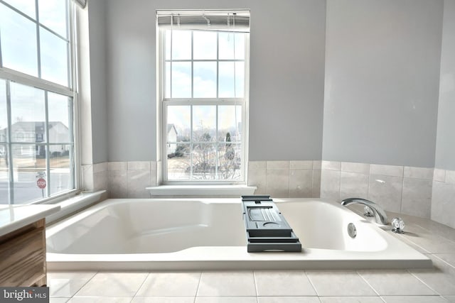 full bathroom with a bath, a healthy amount of sunlight, and vanity